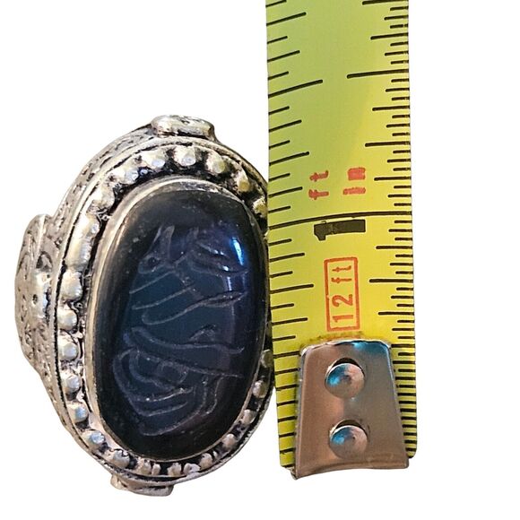 Islamic Ottoman Seal Ring Oval Size 9 Vintage Estate Jewelry - Picture 8 of 9